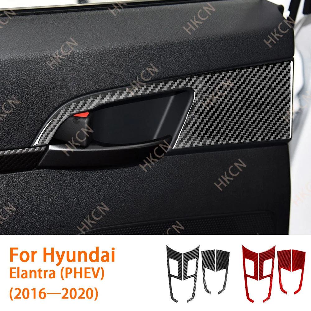 

HKCN Carbon Fiber Inner Door Handle Panel Decal Car Interior Accessories Cover Trim Sticker For Hyundai Elantra (PHEV) 2016—2020