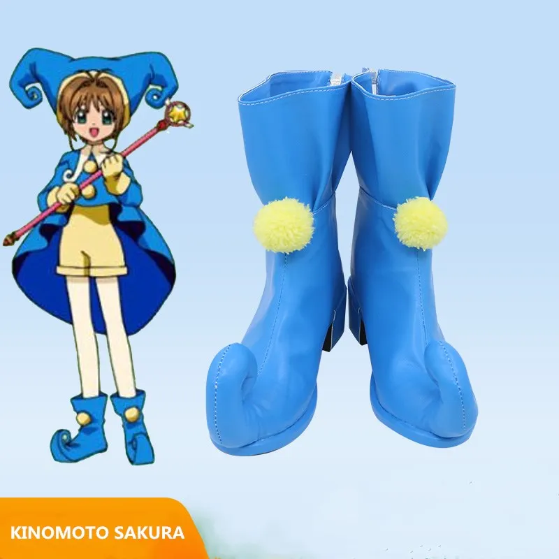 

JP Anime Cardcaptor Kinomoto Sakura Косплей Костюм Обувь Синие ботинки ручной работы из искусственной кожи