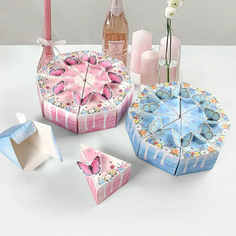 Boîte cadeau triangulaire en papier pour gâteau, 8/16 pièces, boîte à biscuits, boîte à dragées pour baby shower, emballage pour bonbons, desserts, fournitures pour fête d'anniversaire d'enfants