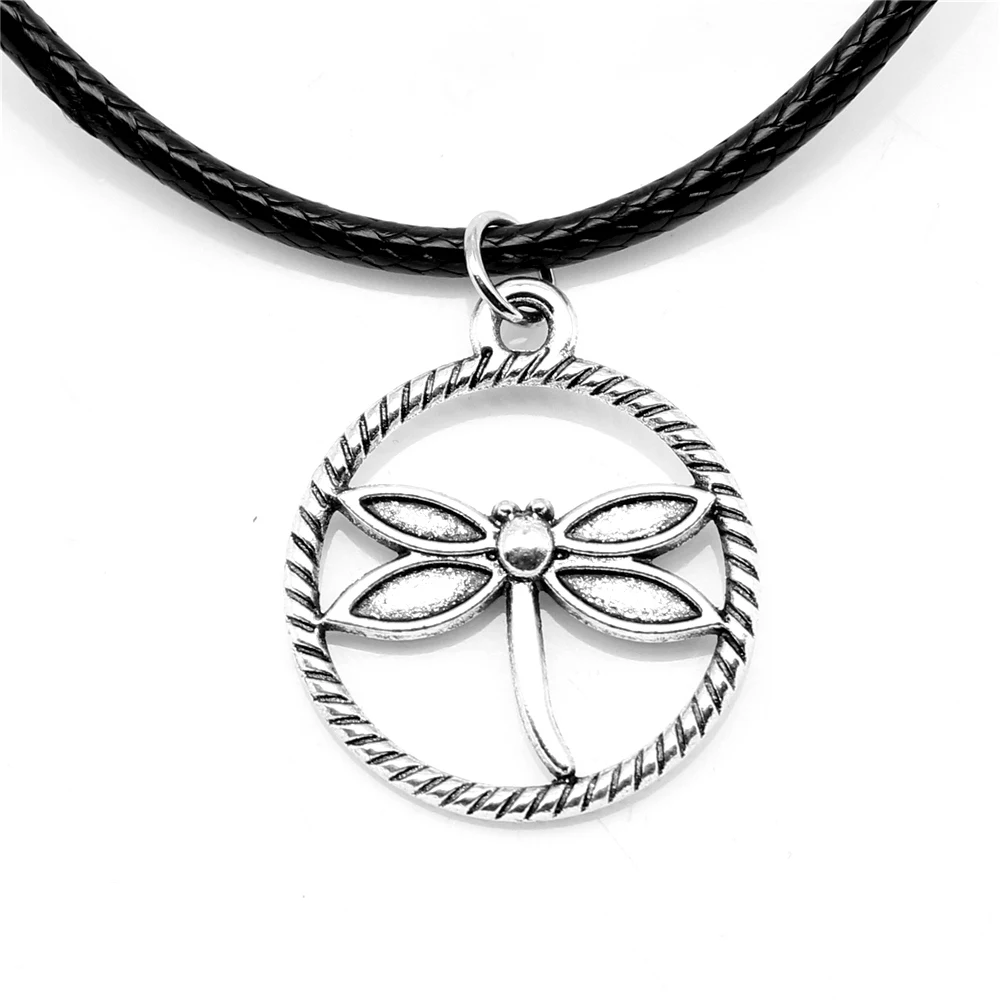 1 Piece Circle Dragonflies Necklace For Girls Women Jewelry 20x23mm