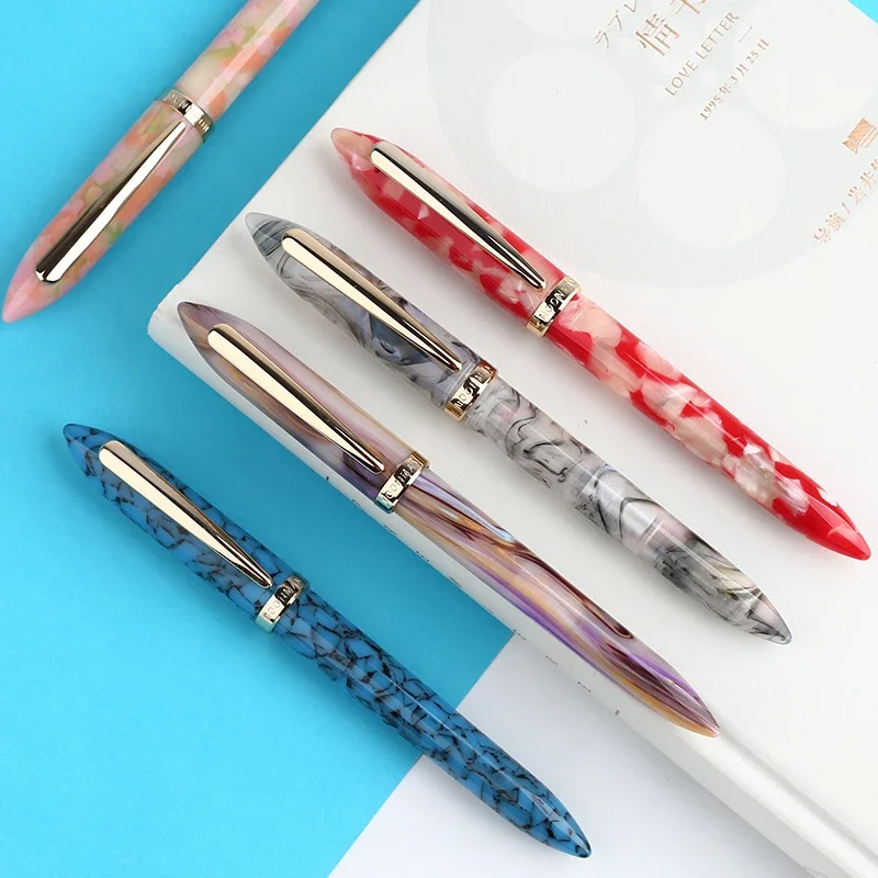 MAJOHN S1 Acrylic Fountain Pen Iridium Nib Fude Pen Beautiful Celluloid Calligraphy Writing Ink Pens Student Writing Stationery