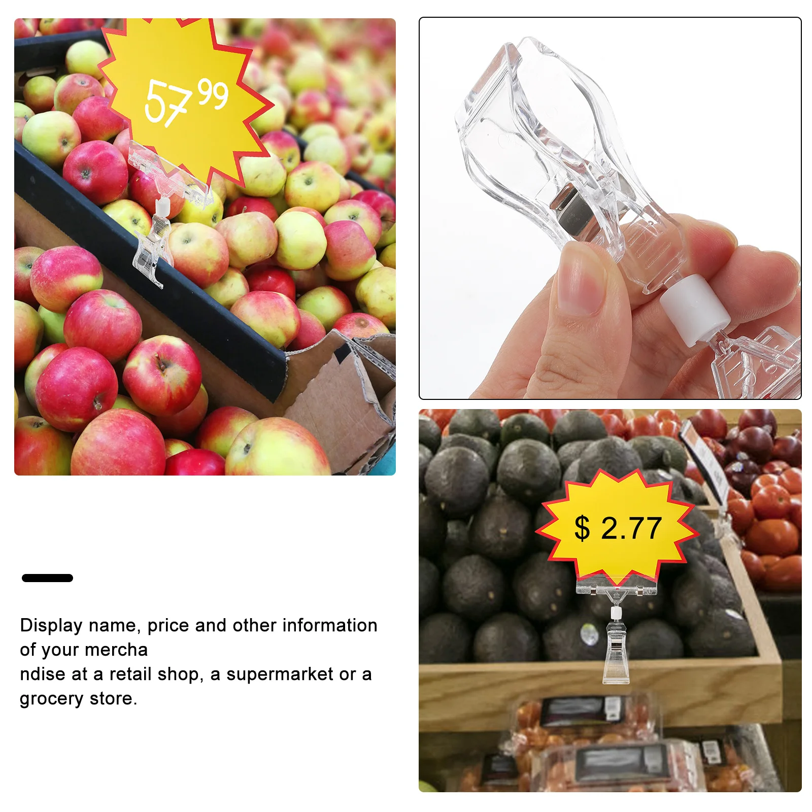 

1Set Burst Shape Price Clips Sign Holders for Retail Store Merchandise Sale Tag Holders Name Tags with Clips Plastic Sign Holder
