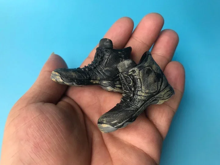 1/6 figuras de ação preto make-old shoes botas táticas botas ocas modelo para 12 polegada masculino soldado corpo bonecas diy