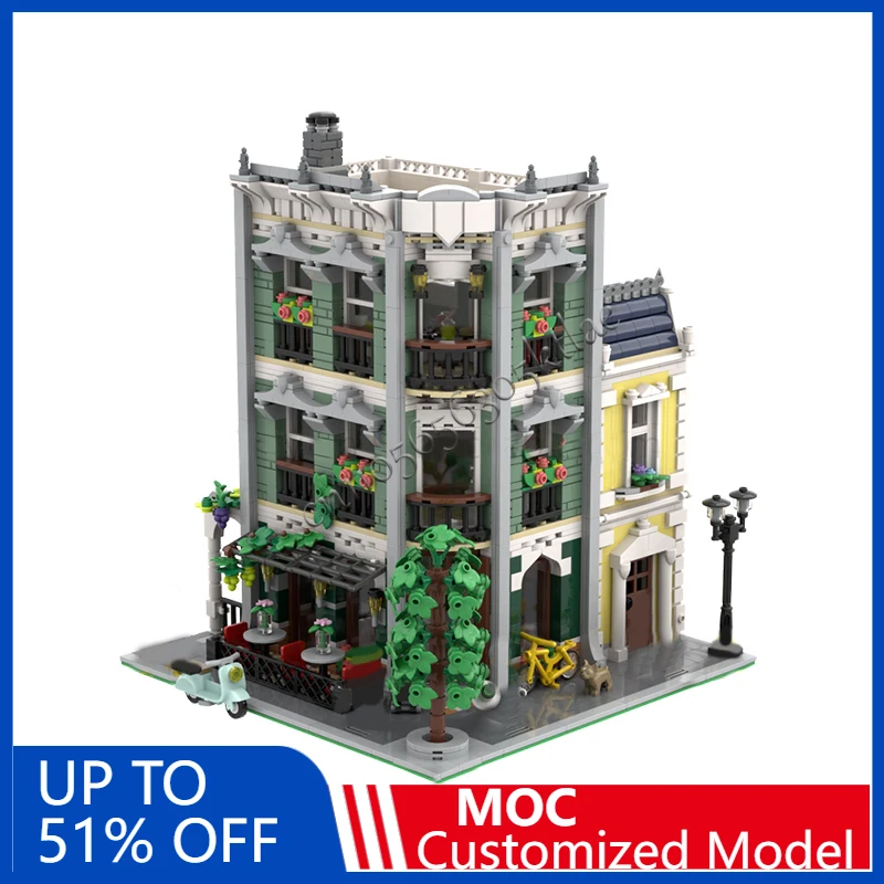 2570 PCS City Street Scene  Vine Restaurant MOC Customize Modular Building Block Brick Educational Design DIY Holiday Toy Gifts