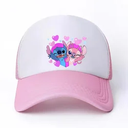 Kids Teenagers Stitch Print Hat Boys Girls 6-15Y Versatile Sunshade Hat 58CM Fashion Baseball Hat Charming Anime Cute Casual Hat