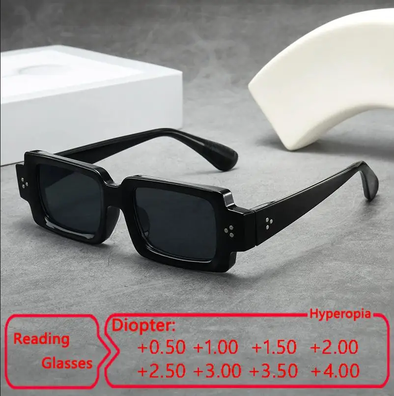 

Thick Frame Black Reading Sunglasses Men Rectangle Small Frame Tinted Presbyopic Glasses Women Outdoor Shade SunGlasses +1.0 1.5
