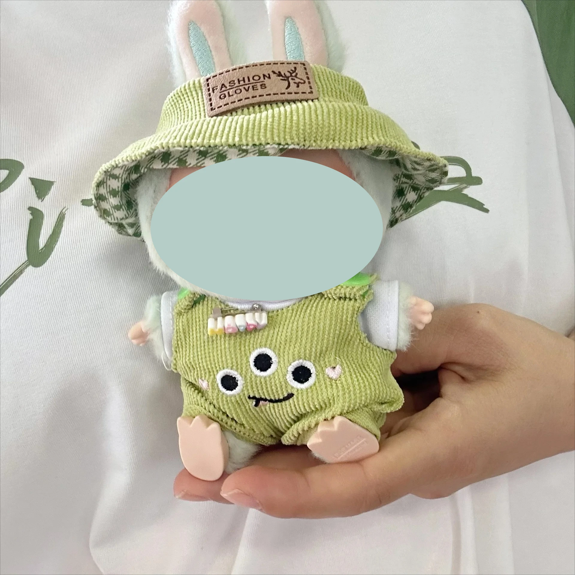 

17cm Mini Plush Doll'S Clothes Outfit Accessories For Korea Kpop Labubu Idol Sitting Party V1 V2 Autumn onesie hat set Clothing