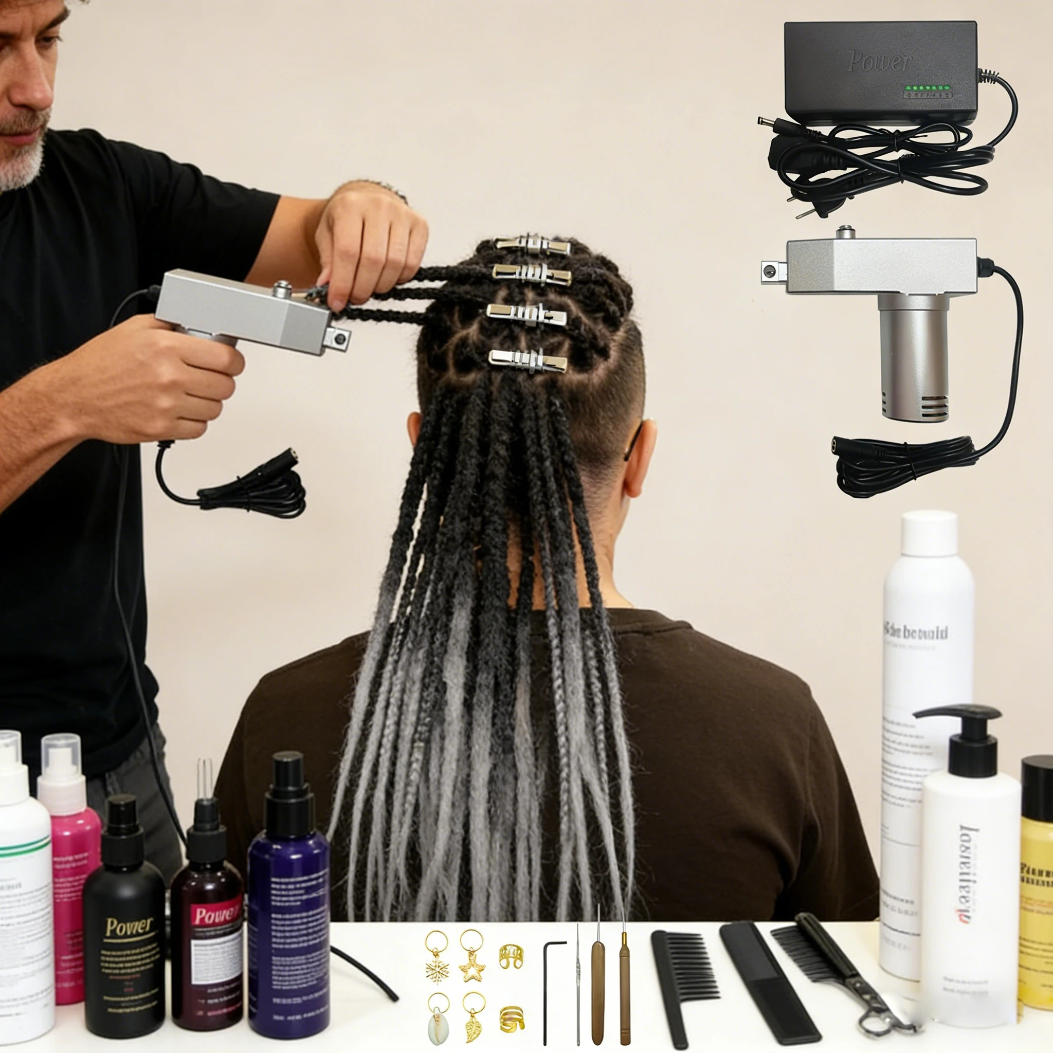 Automatic Hair Braider System - Dreadlock Making Machine With 6 Sizes Heads, Suitable For UK/AU/US Plug Standards