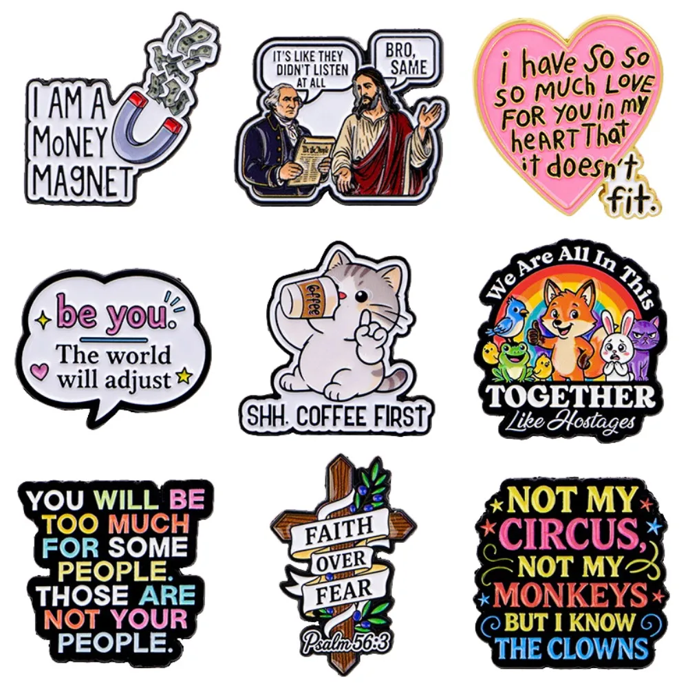 Funny Quote Enamel Pin Inspirational Text Brooch Lapel Pins Backpack Badge DIY Clothing Decor Accessory Positive Slogan Gift