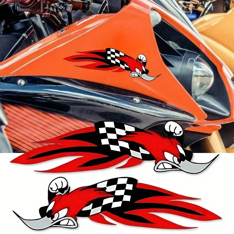 

1 шт. "Агрессивная гоночная птица" наклейка на автомобиль и мотоцикл, наклейка с клетчатым узором для внешнего стиля авто мотоцикла