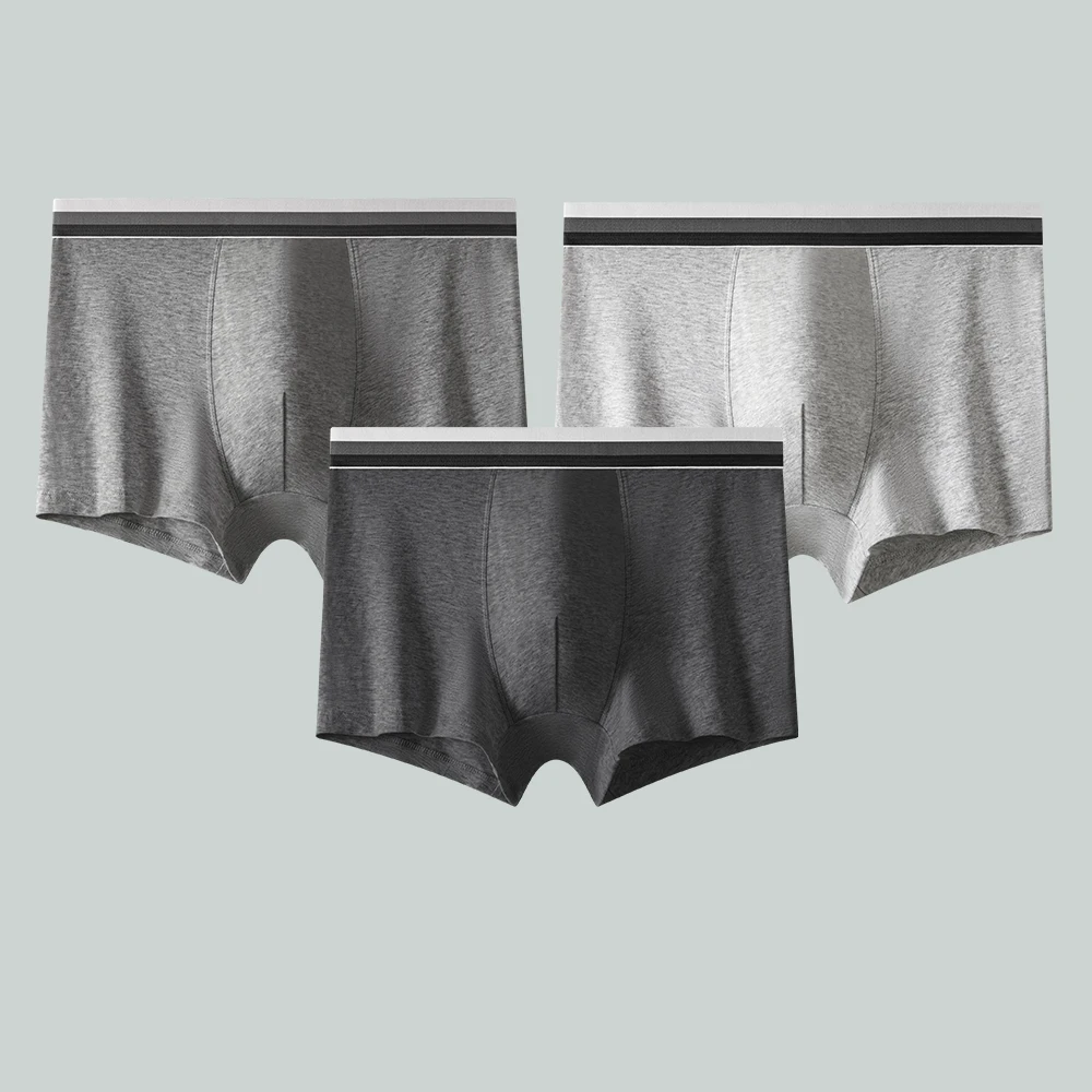 

3PCS/Pack Natural Antibacterial 100% Cotton Boxers Man Seamless High Elastic Underwear Breathable Absorb Moisture Men's Panties