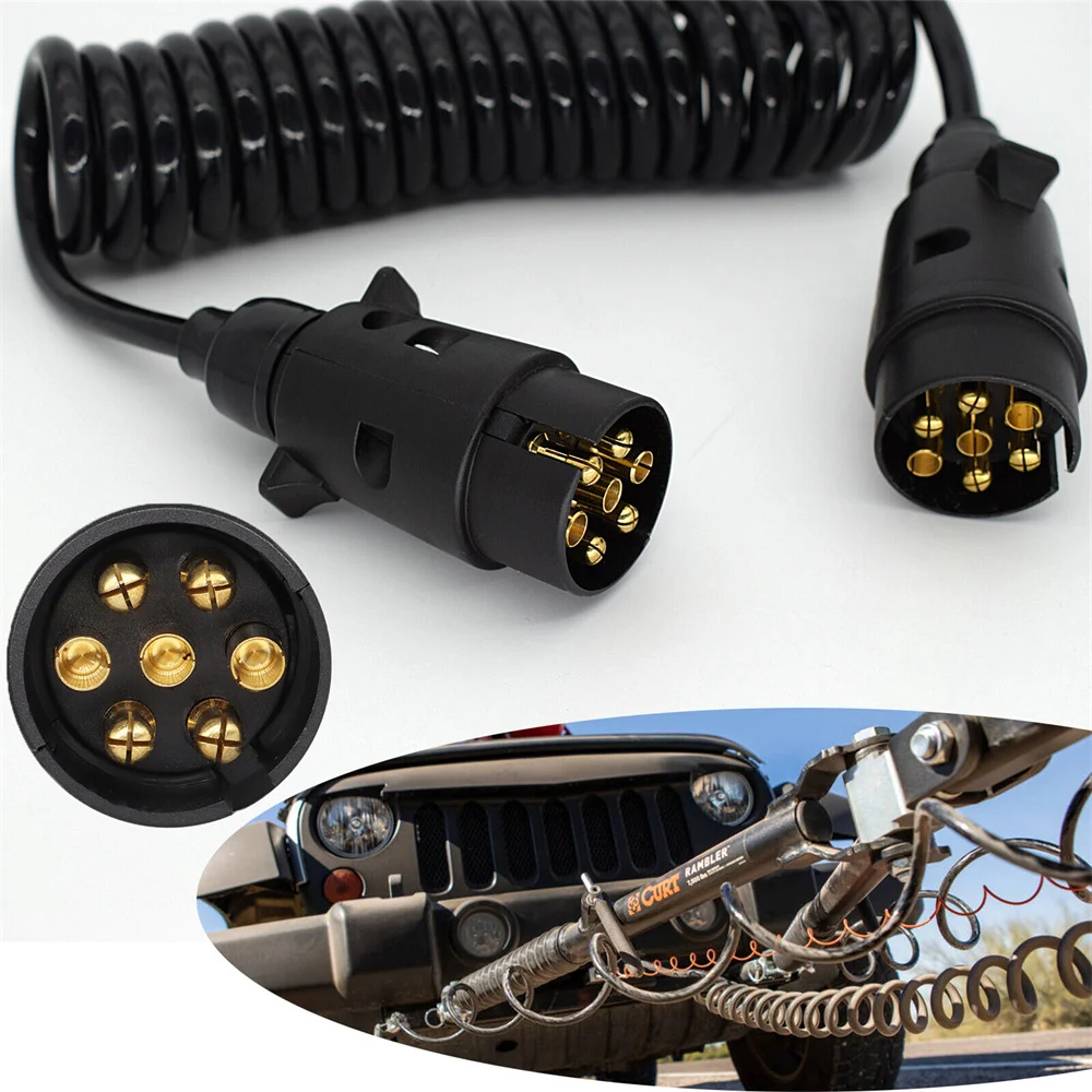 7 Pin Extension Adapter Cable Cord Caravan Trailer Towing Socket Plug Board Wire Connectors Auto Accessories