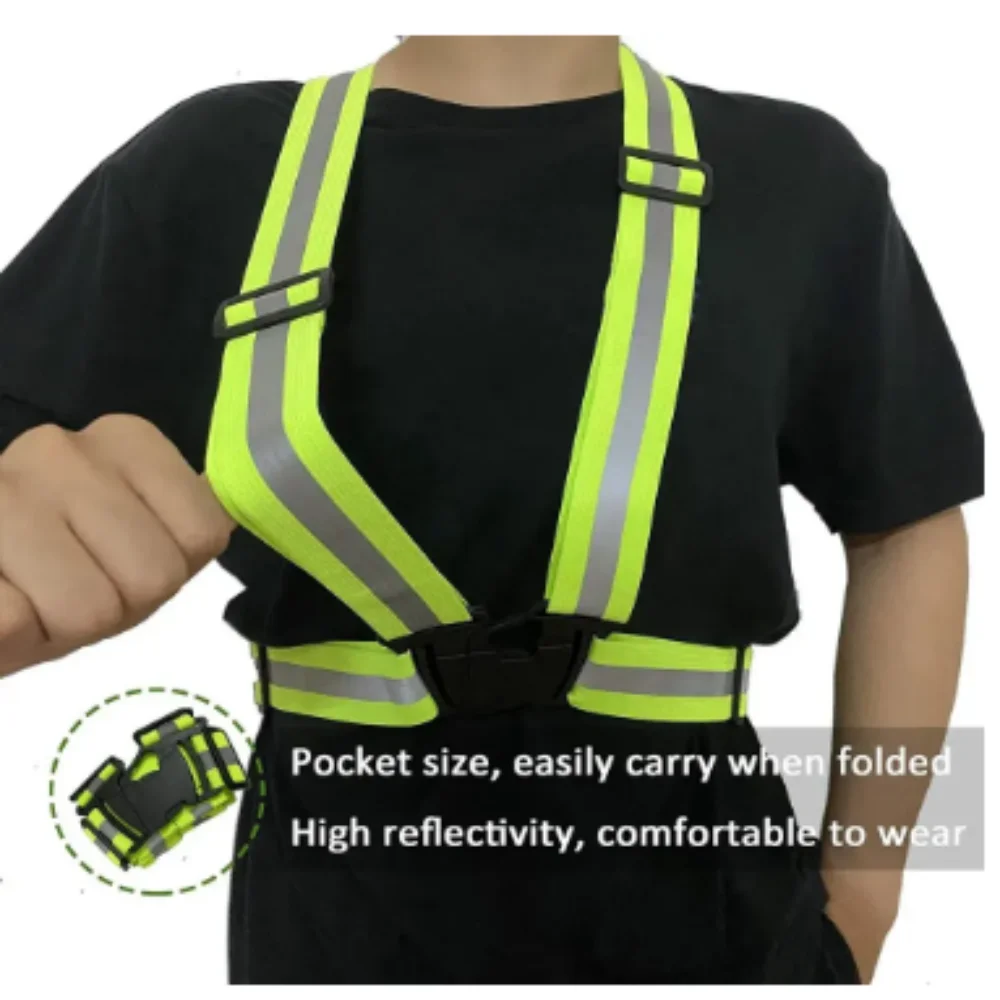 Reflective Safety Vests Lightweight Adjustable Elastic Vest Jacket Hi Vis Reflective Strips for Traffic Control Running Cycling