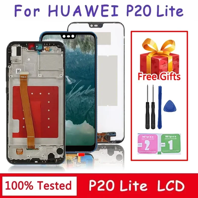 Pantalla LCD de 5,84 pulgadas para Huawei P20 Lite, ANE-LX1, ANE-LX2, digitalizador de pantalla táctil para Huawei Nova 3e, pantalla con marco