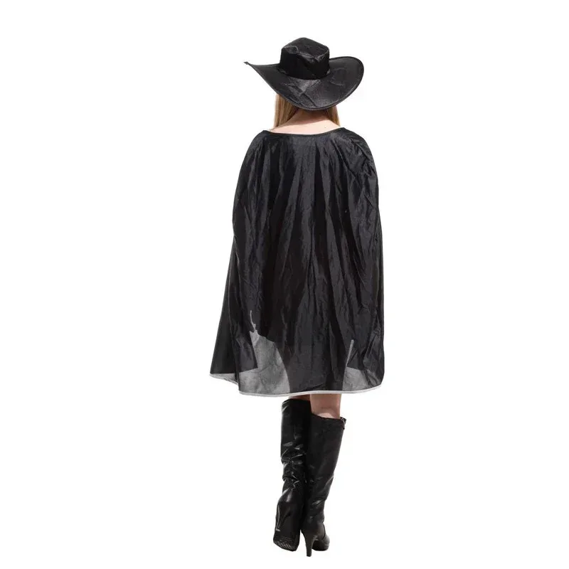 Adult Mascot Zorro Cosplay Costume With Cape Women Cape Jacket Eye Mask Belt Trousers Shoe Cover Hat Dress Up