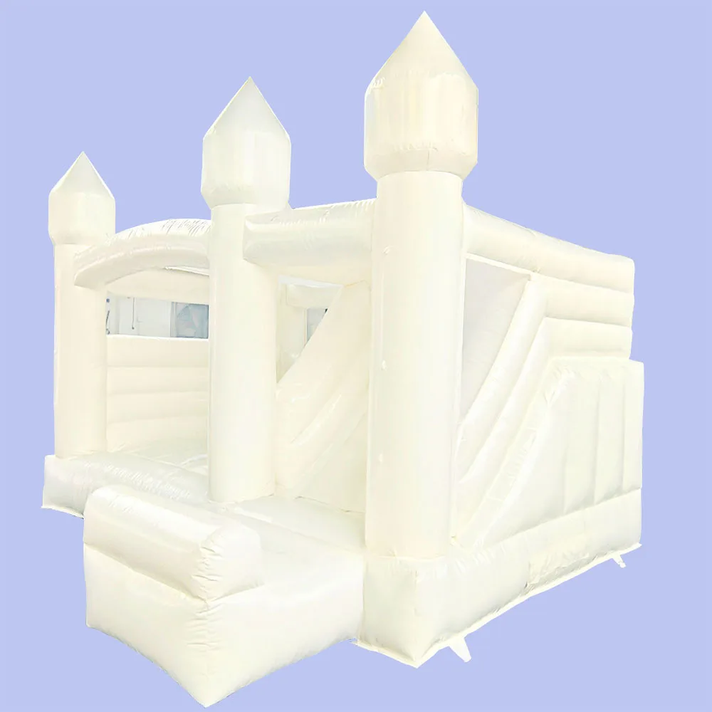 Party Wedding White Castle Bounce House With Slide Inflatable And Ball Pool For Sale