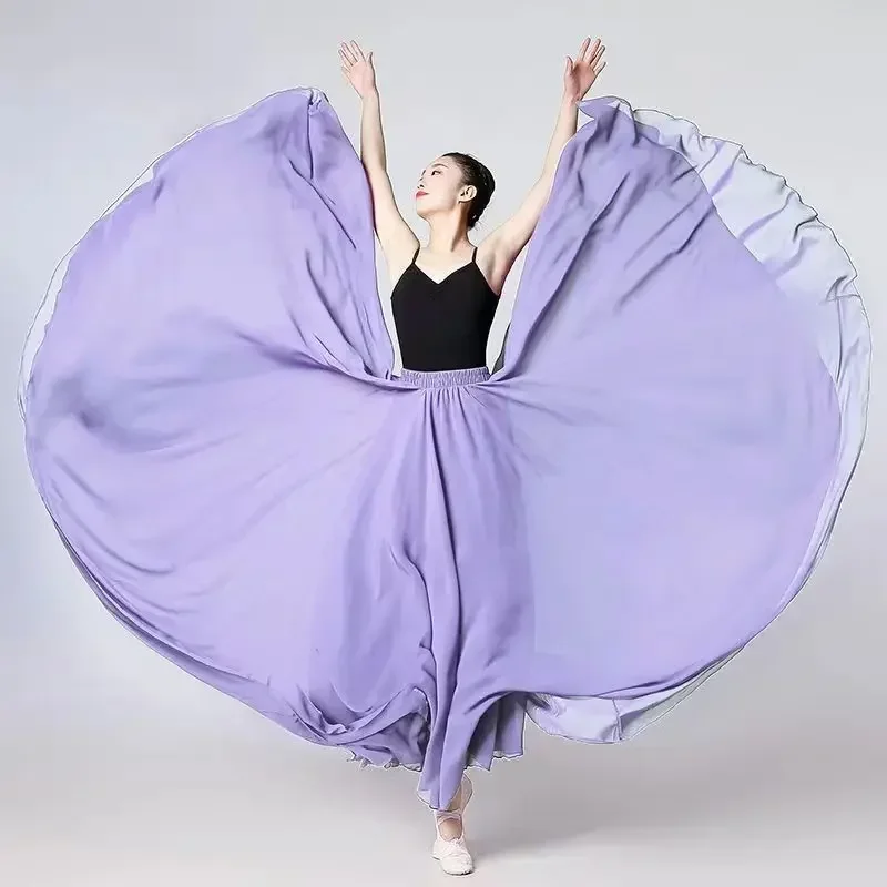 720 Degree Chiffon Skirt Ballet Belly Dance Women Gypsy Double-layer Long Skirts Dancer Practice Wear Stage Performance Skirts