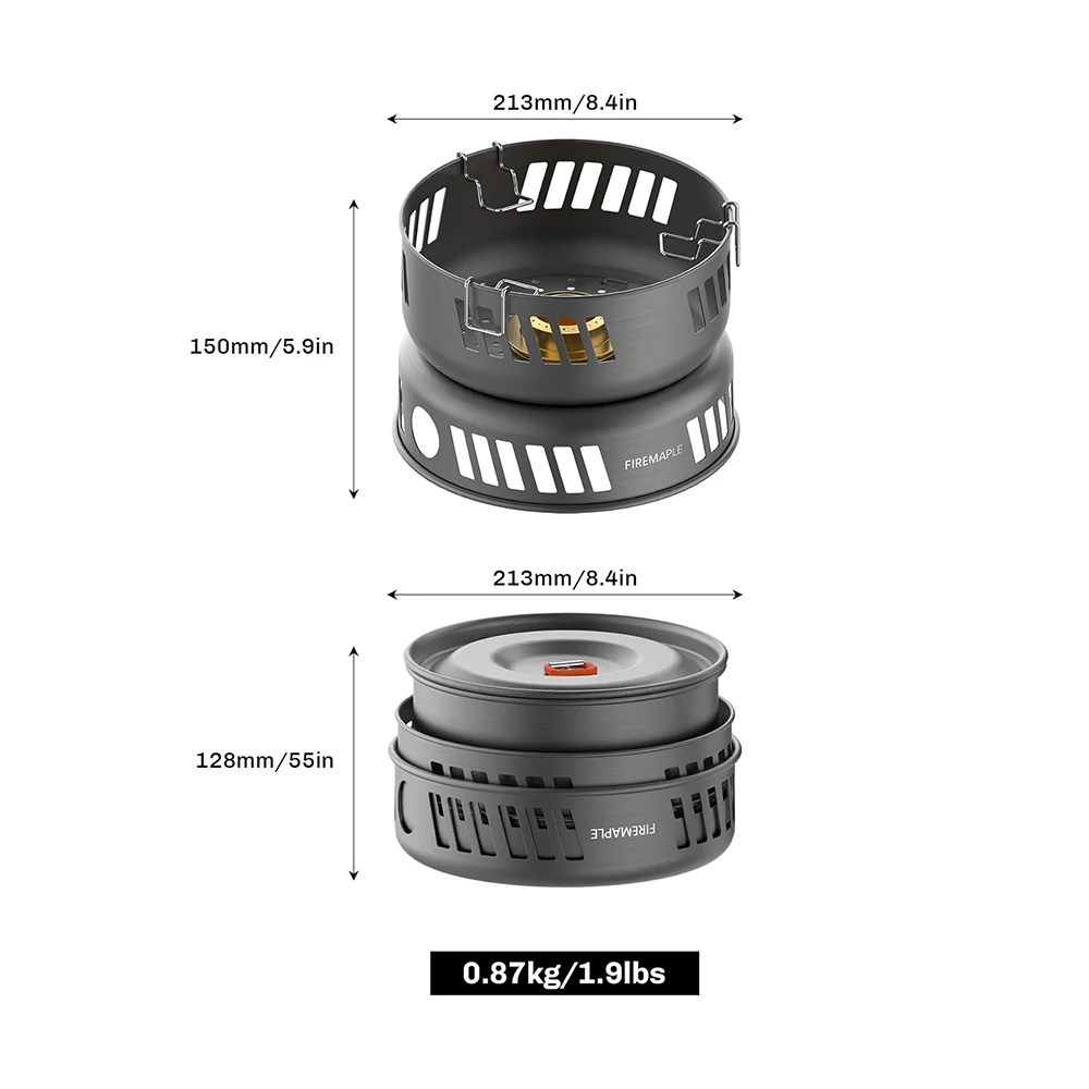 Imagem -03 - Kit de Cozinha Fire-maple com Queimador a Gás Conjunto de Panelas Fogão ao ar Livre Camping Pot Grupo Sistema de Cozinha para Caminhadas Camping e Piquenique