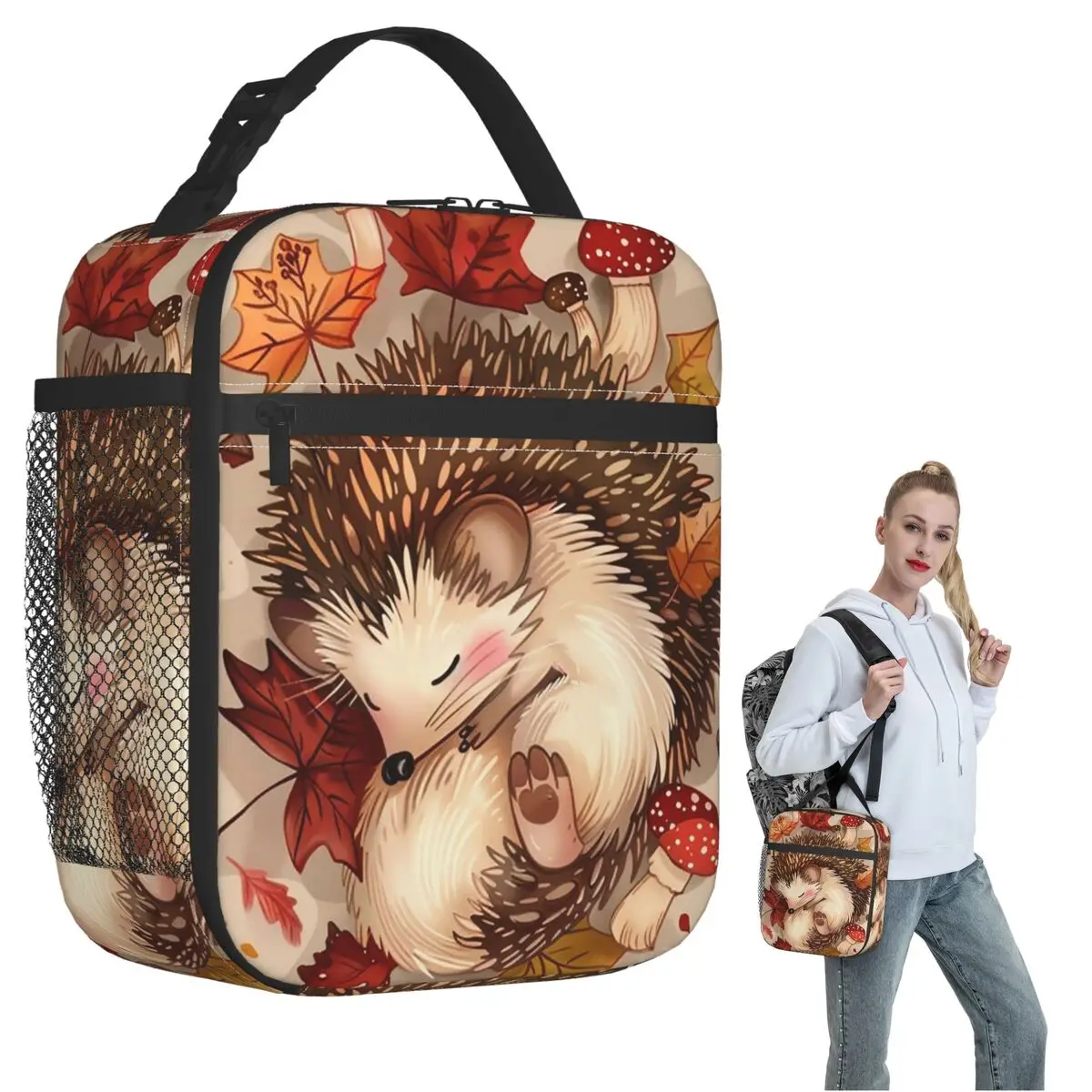 

Термосумка для обедов с изображением ежика для женщин и детей, портативная термосумка для еды, термосумка-тоут