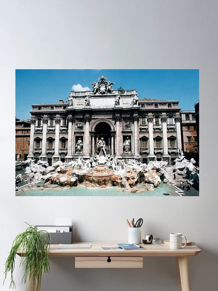 Slim Aarons 'Fontana di Trevi', Print Art Canvas Poster, Living Room, Home Wall Decor Picture