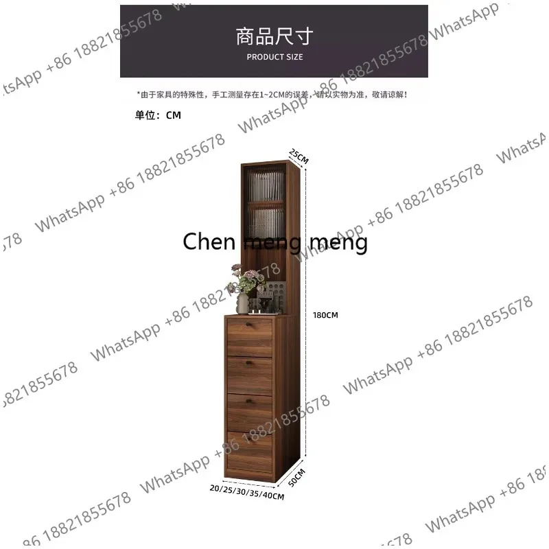 RR Extremely narrow sideboard, kitchen crack storage, vintage-style solid wood bookcase, custom sofa, ultra-narrow cabinet