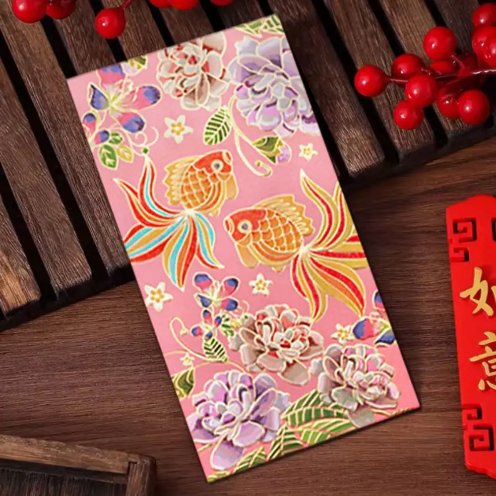 6PCS Chinese Style New Year Red Envelope Red Pocket HongBao Luck Money Envelopes Best Wish Vintage Money Pocket Chinese New Year