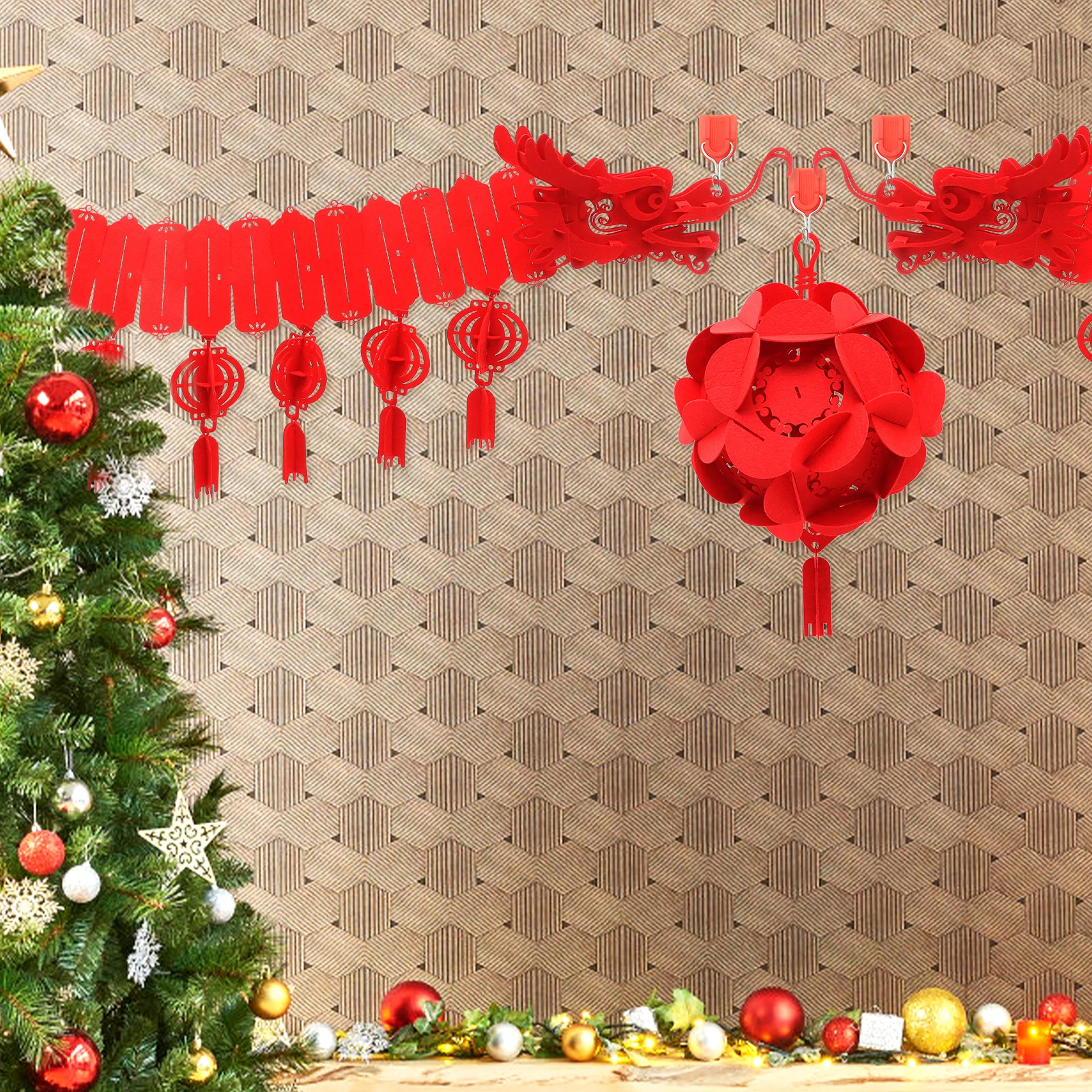 

Набор праздничных гирлянд «Дракон» для новогоднего декора, изготовленных из нетканого материала, для витрин магазинов и оформления праздничных мероприятий