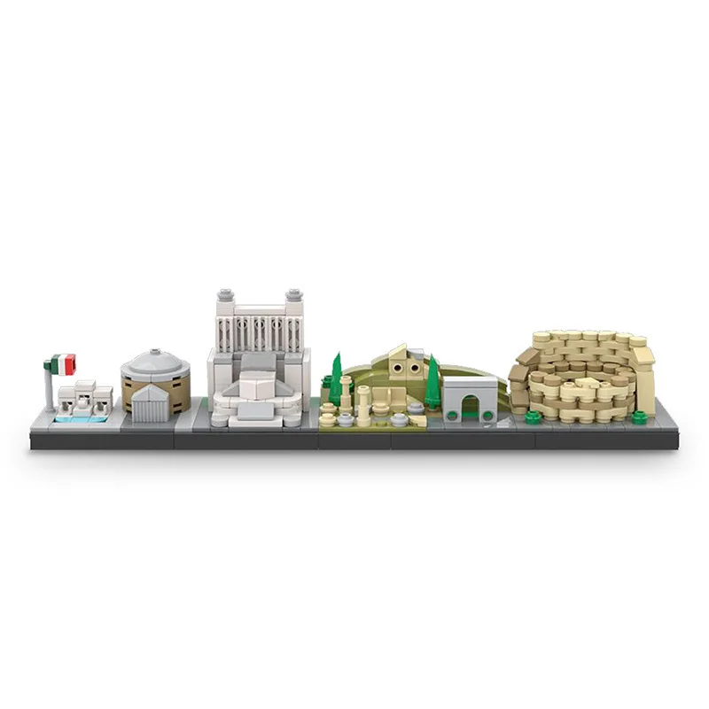 MOC Rome Skyline Italy City Skyline Architecture Street View DIY Building Blocks Modern House Scene Model Toy For Children Gifts