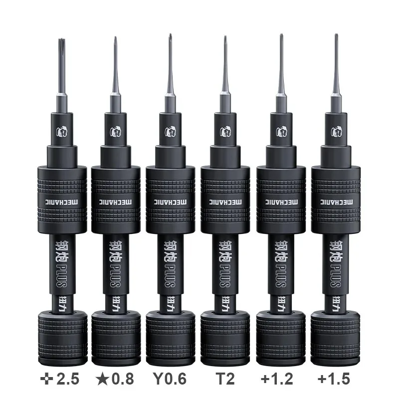 MECHANIC Mortar Plus Torque Screwdriver S2 Alloy Steel 6-in-1 Magnetic Bits Anti-Slip Grip for Electronics & Precision Repair
