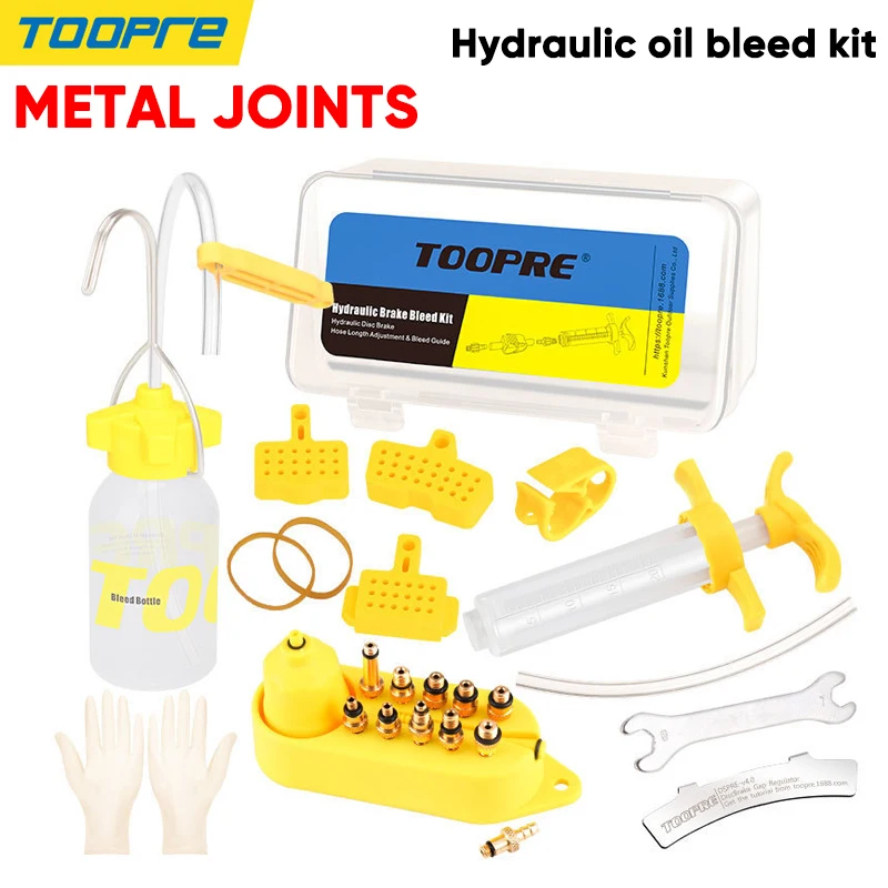 

Toopre Bike Tool Universal Hydraulic Brake Oil Bleed Kit Metal Joints Bike Brake Oil Kit for Shimano Bicycle Brake Repair Tools