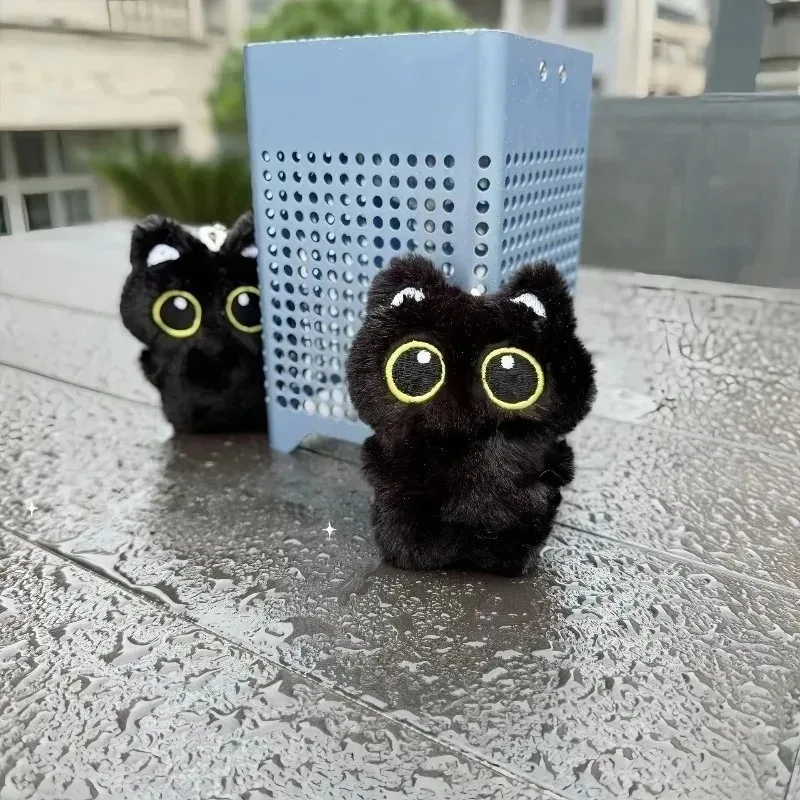 

Милый плюшевый черный кот, кукла, кулон, брелок для женщин, креативный очаровательный брелок с рыбой и кошками, автомобильный брелок для молодых девушек, ювелирные изделия, подарки Llaveros 키링