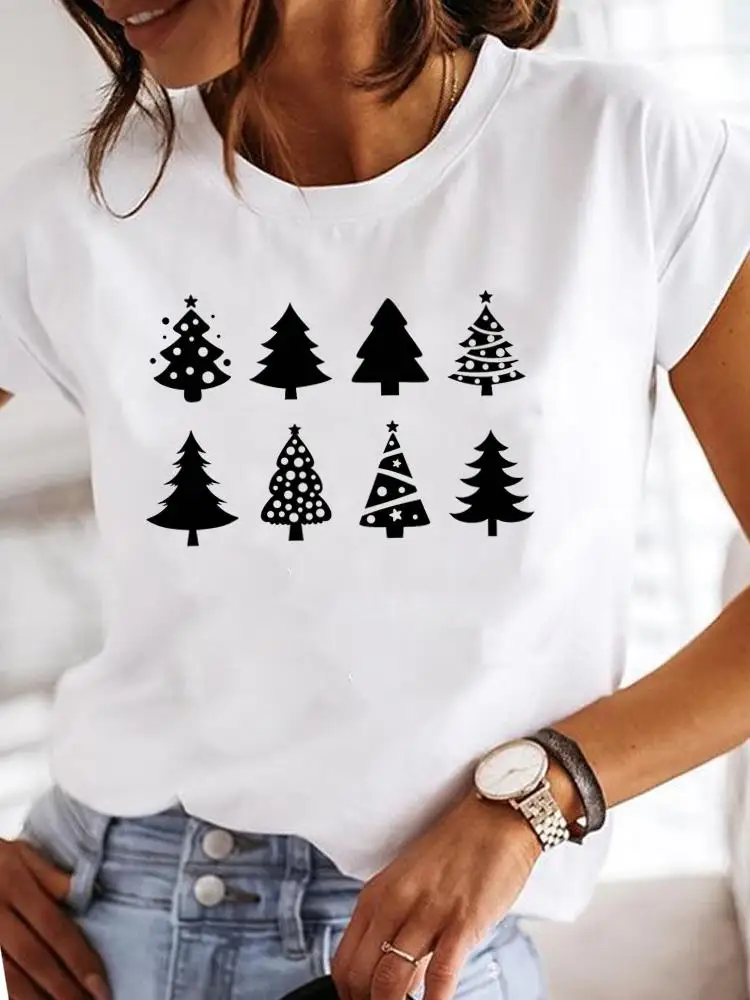 Donne Star Tree Trend moda natale capodanno vacanze Tee vestiti abbigliamento stampe grafiche manica corta T T T-shirt femminili