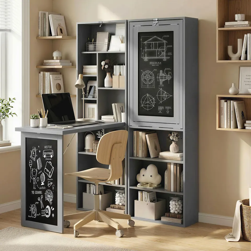 HOMCOM Multi Function Convertible Desk with Blackboard