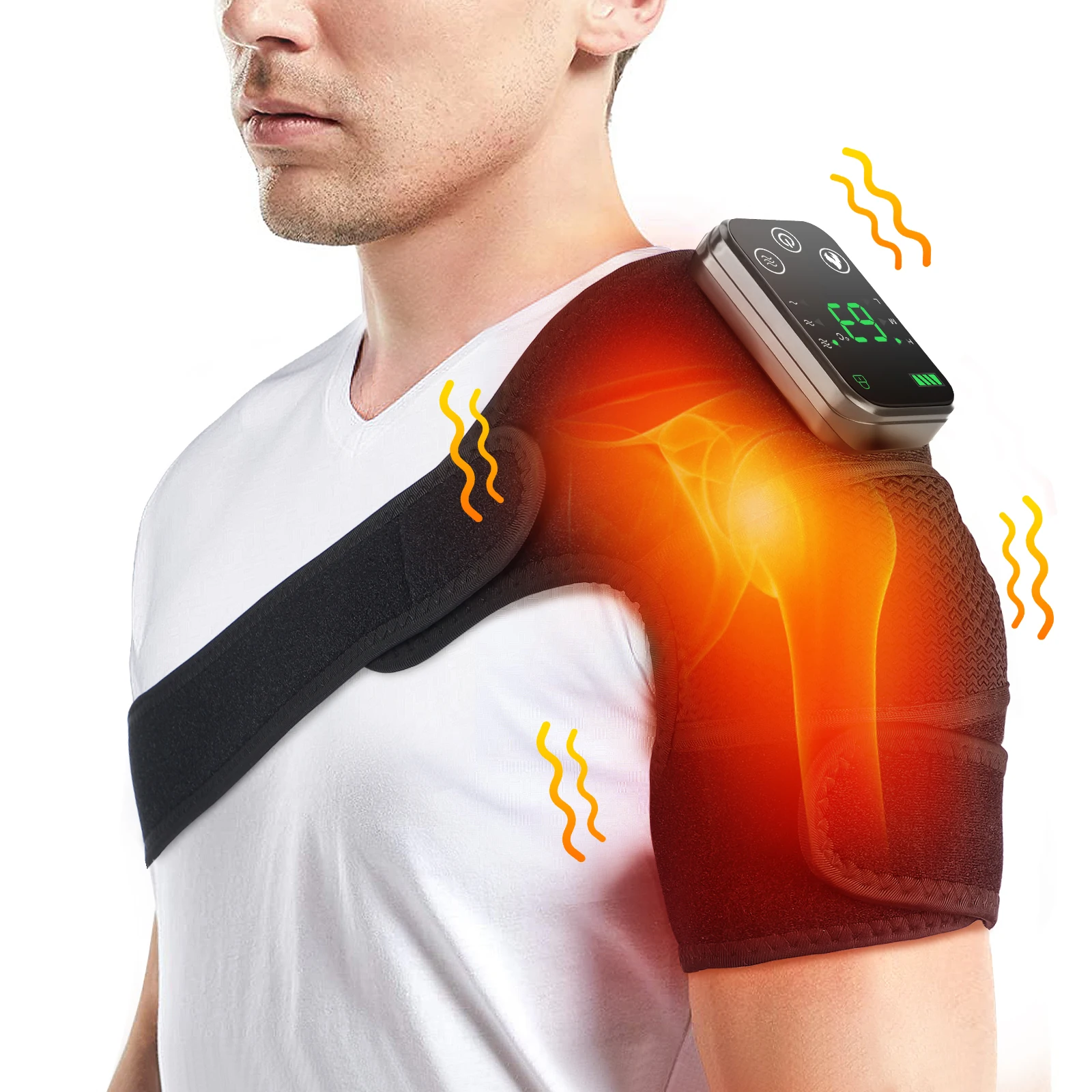 Multifunctional Shoulder Support Belt 3 in 1 Knee Elbow Shoulder Heating Vibration Massage Wrap Pad 3 Level Warm Brace Support