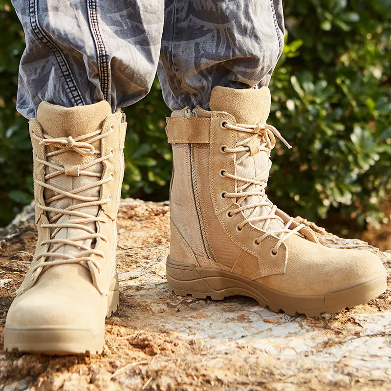Lightweight Waterproof Non-Slip Wear-Resistant Spring Autumn Outdoor Sports Battle Boots High-Top Tactical Shoes for Hiking And