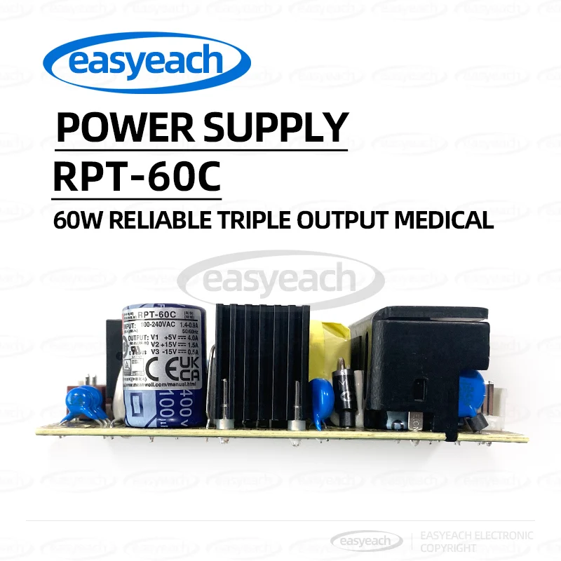MEAN WELL RPT-60C three output medical grade power module 60W bare board PCB switch power supply
