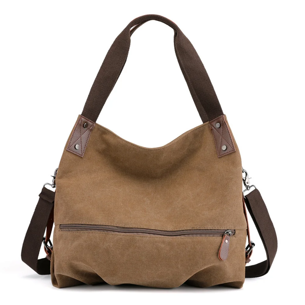 Bolsos de hombro casuales de Color sólido, bolso de lona cruzado de mano, gran capacidad, bolsos de lona versátiles de moda para mujer, regalos