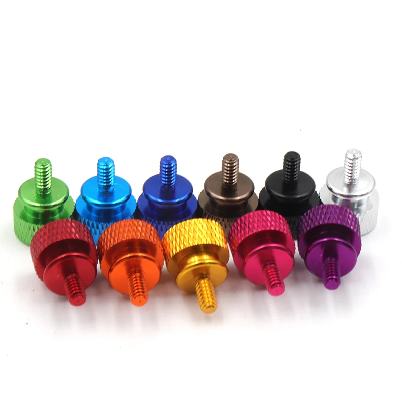 20pcs M3 M4 6#32*6.7 Aluminum Alloy Step Thumb Screws Twist Knurled Hand Tighten Computer Case Screws Available in 11 Colors