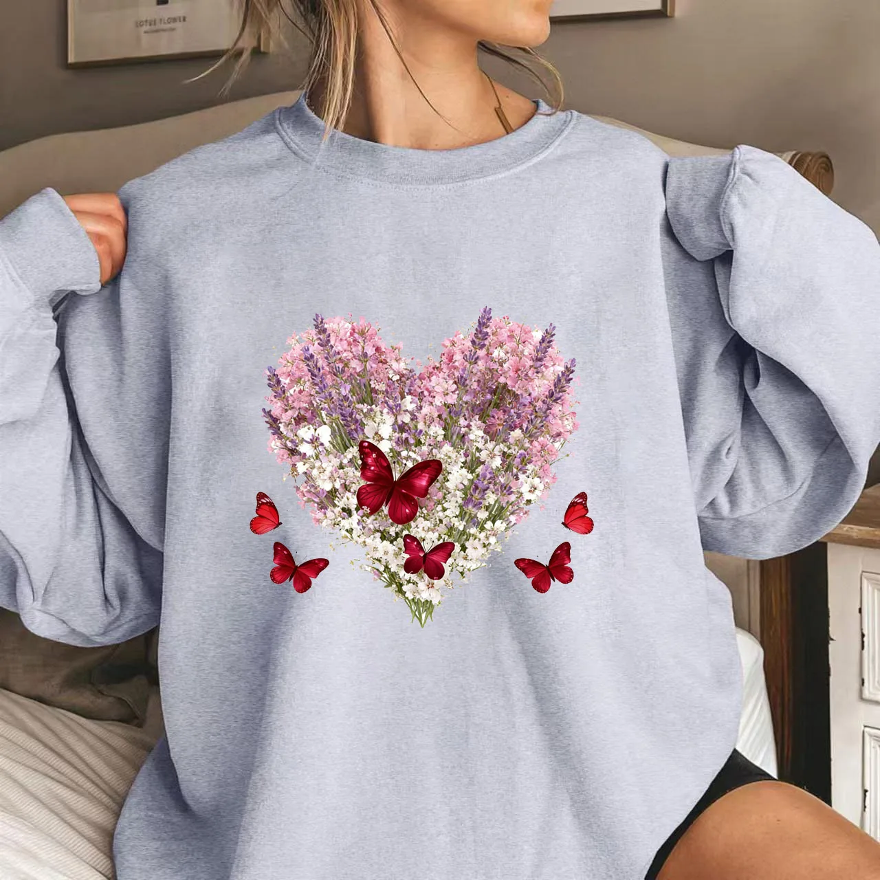 2026 Europese en Amerikaanse stijl Grote maten Valentijnsdag Nieuw los sweatshirt met ronde hals voor dames