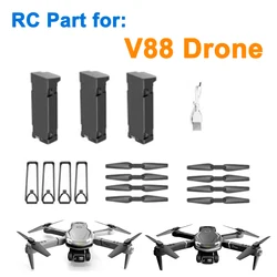 Część zamienna do zdalnie sterowanego quadcoptera drona V88 3.7V 1800mAh bateria/łopata śmigła/część kabel do ładowarki USB V88 akcesoria wymienne