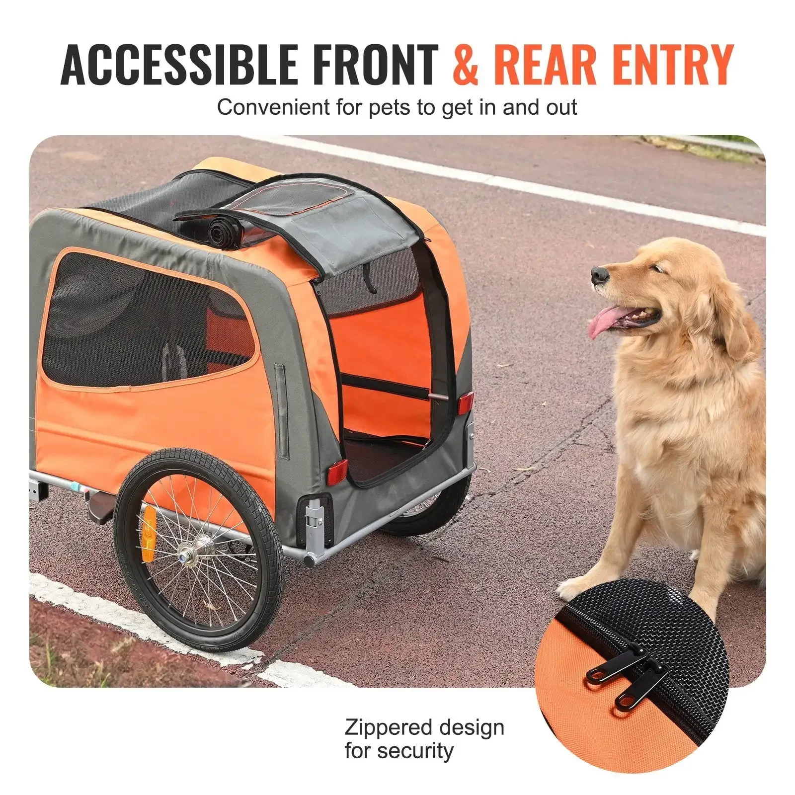 Remorque de vélo pour chien, prend en charge jusqu'à 66 lb, porte-vélo pour chariot pour animaux de compagnie, cadre pliable facile avec roues à dégagement rapide, universel