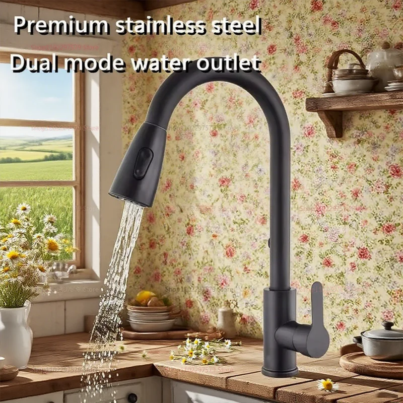 2025 Modern Stainless Steel 360° Rotating Telescopic Kitchen Sink Faucet Bathroom Basin Faucet Durable Easy Clean Modern Design
