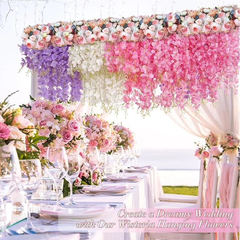 5/10/20 Stück Glyzinien Künstliche Blumenrebe 60 cm Hängende gefälschte Blumen Girlande für Heimdekoration Garten Hochzeit Party Dekoration Wand – Detail 6