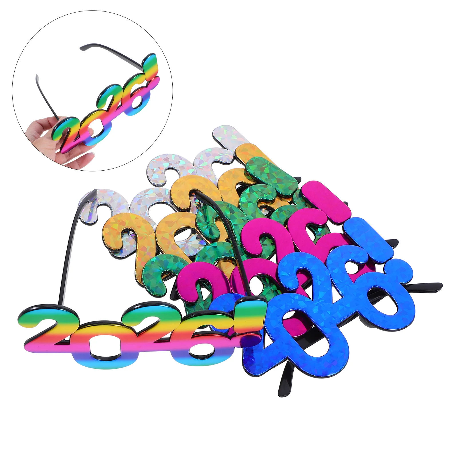 

6pcs 2026 Retro Number Eyewear For New Year Eve Graduation Party Photo Prop Fun Happy New Year Eyeglasses Novelty Accessories