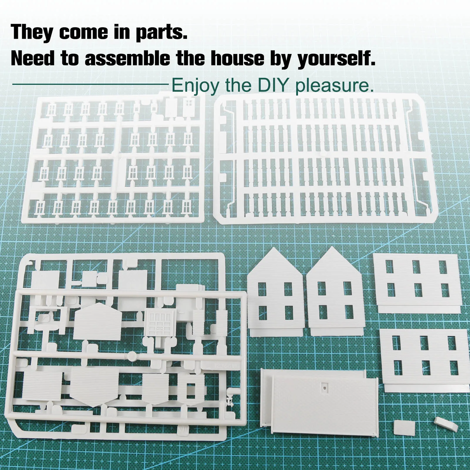 Evemodel N Scale Model Dwelling House Fence Base Kit Two-story Building