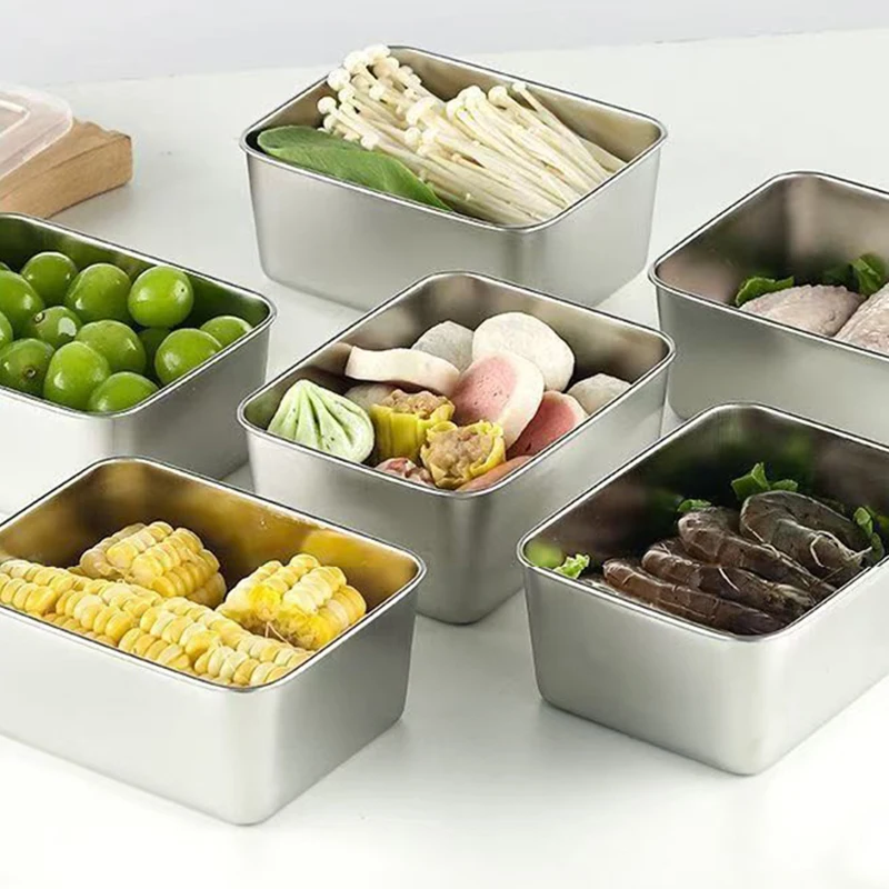 6-Piece Stainless Steel Food Storage Containers Set With Lids Leakproof Food Storage Box Reusable Fresh Box For Camping Picnics