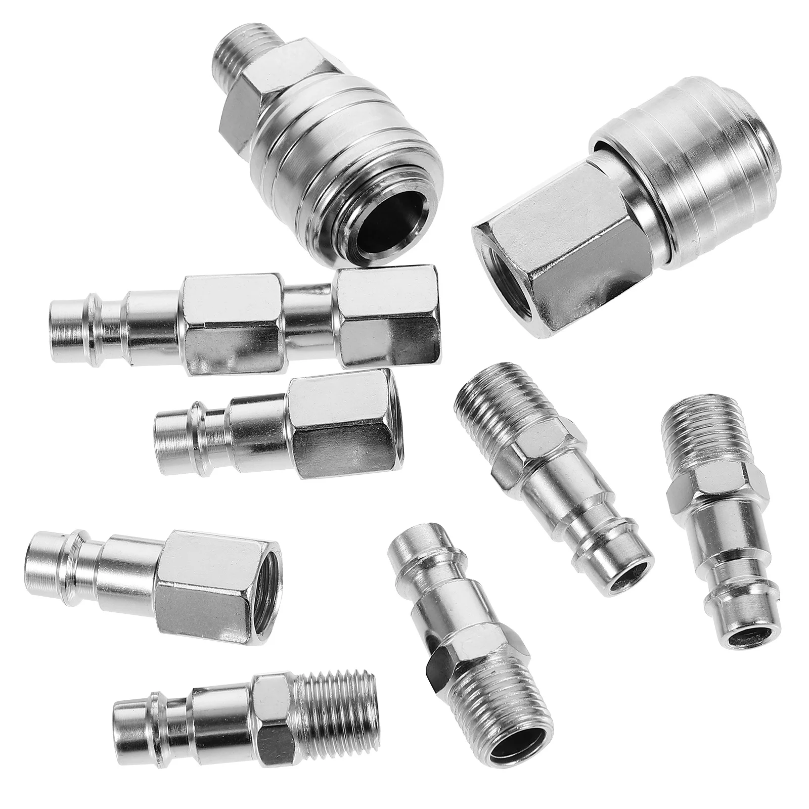 

10pcs Air Compressor Fittings Metal Quick Connect Couplers For Tool Connection Durable Rust Resistant Hose Connector Set