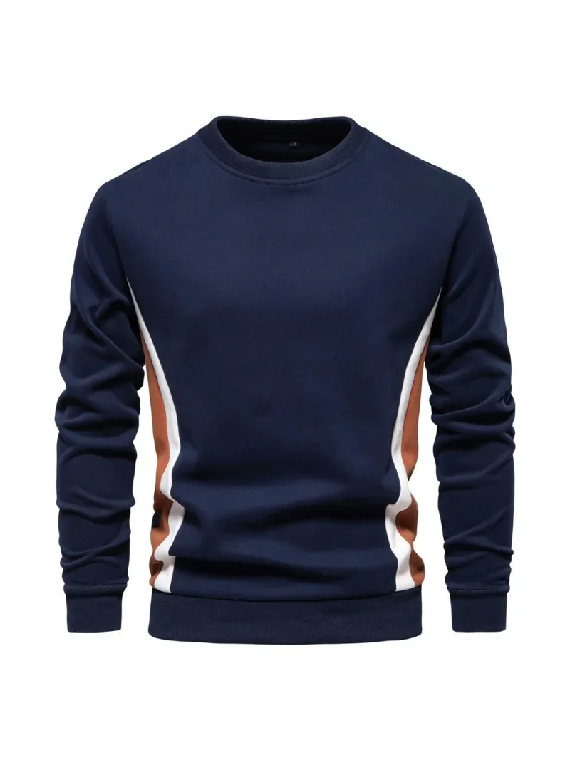 

2024 Autumn New Men's Long-sleeved Splicing Hoodies Foreign Trade Men's Casual Sweatshirts Slim-fit Crew Neck Sports Jumper 047