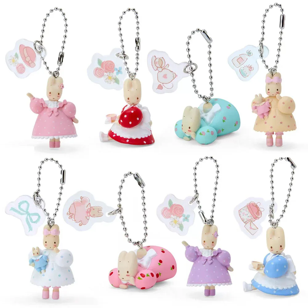 New Cute Marron Cream PVC Keychain Charms Mascot Anime Rabbit Bunny Kawaii Bag Key Ring Ball Chain Keyholder Keyring Toy Gifts