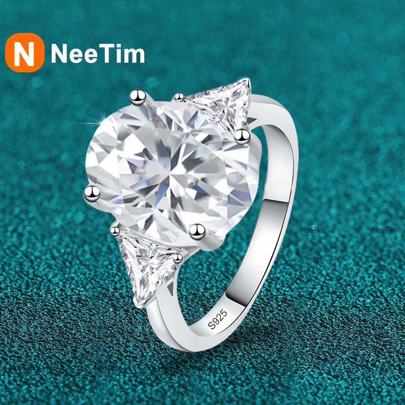 

NeeTim 9cttw Moissanite Rings for Women Wedding Luxury Lab Diamond S925 Sterling Silver with 18k Gold Plated Ring Jewelry